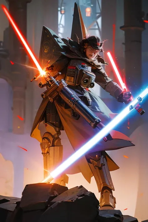 Extremely beautiful, clockwork, star wars, jedi, sith, droid, robot, monster, alien, lightsaber, beam laser, laser guns, war robots, more fancy weapons, new technologies.