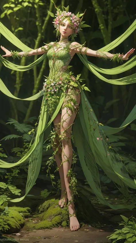 Standing, Standing still, Legs open, A-Pose, T-Pose, 3D Model Pose. BREAK abstract background,BREAK TPose, outstretched arms,BREAK TPose, Outstretched arms, !BREAK abstract background,BREAK TPose, outstretched arms. Woman in a pink dress and green leaves o...