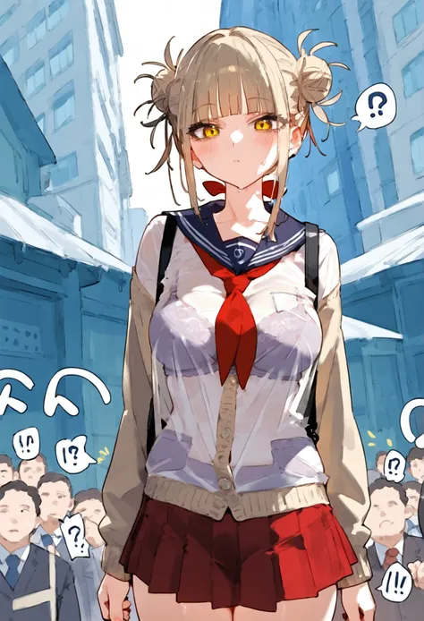 anime art, punctuation_9, punctuation_8_High above, punctuation_7_High above, punctuation_6_High above, punctuation_5_High above, punctuation_4_High above, toga himiko, breasts big, She is 24 years old, styled_3, ,,, yellow  eyes , , , , _, , His usual out...