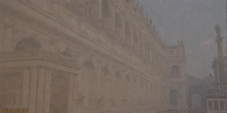 people are standing in front of a building with a fountain, pantheon, roman architecture, rome, on a great neoclassical square, in a city with a rich history, surrealistic roman architecture, roman monuments, old roman style, by Pogus Caesar, roma, ancient...