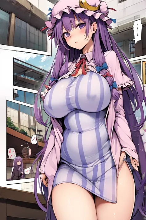 ((masterpiece,best quality)), absurdres, patchouli knowledge,solo,cowboy shot,huge breasts