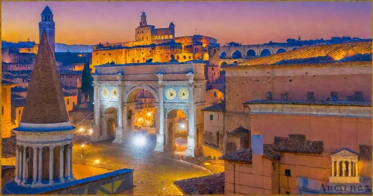 arafed view of a city with a lot of buildings and a clock tower, roman city, rome, ancient rome, rome in background, eternal city, roma, roman monuments, ancient roman setting, rome backdrop, roman historic works, market in ancient rome, old roman style, c...