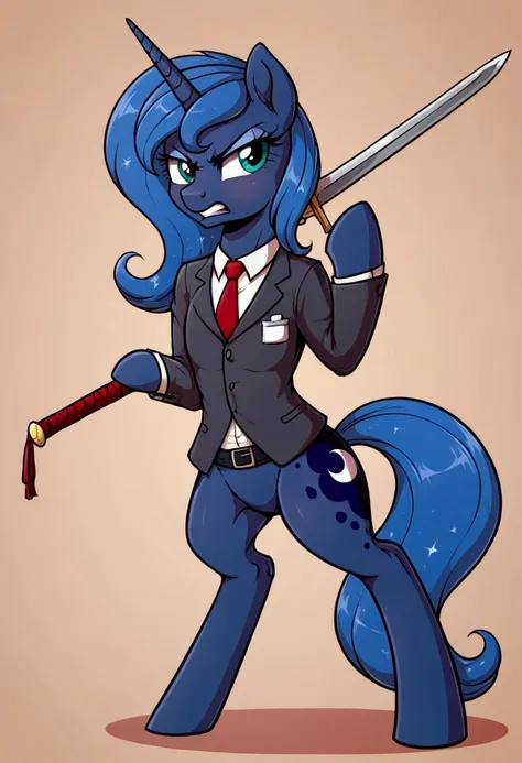 Pony luna   fight sword Womans pony   angry 