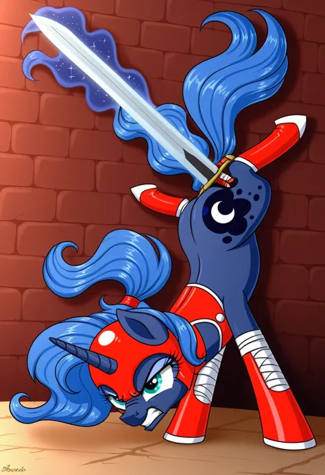 Pony luna   fight sword Womans pony   angry 