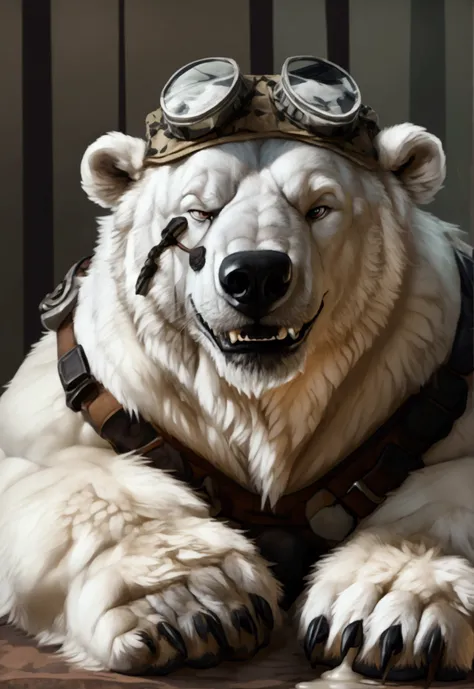 (by personals, by narse, would chase, by gorse the thief),realistic realistic white fur, polar patroller, polar bear in teeth,  ...