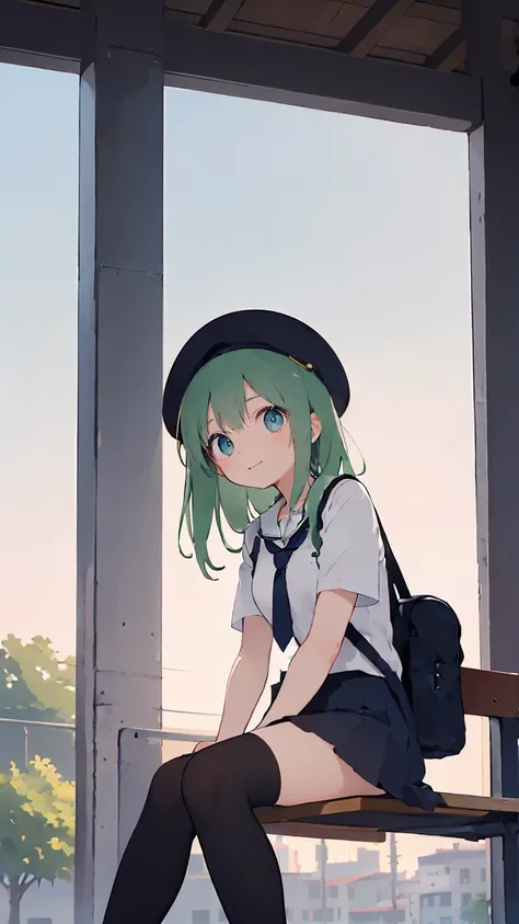 (masterpiece, Highest quality), High resolution, Detailed face:1.2, anime(1.2), Sharpness, 4K, A woman taking a photo, Panic face, upset, Open your mouth, Long Hair, Green Hair, Straight hair, Fine skin, Beautiful Hands, Beautiful fingers, Wearing a beret,...