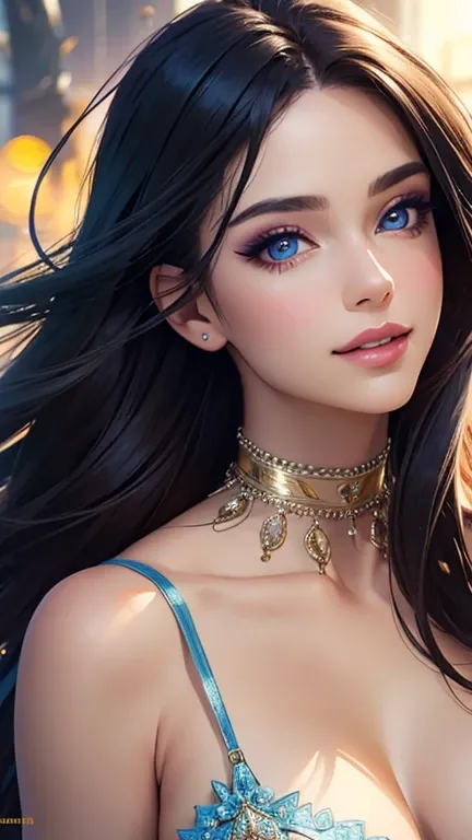 (best quality,ultra-detailed,photo-realistic:1.37),bright and vibrant colors,studio lighting,playful expression,stylish makeup, Twilight,hair flowing in the wind,alluring eyes,glossy lips,sexy pose, smiling in a confident and seductive way,posing for a pro...