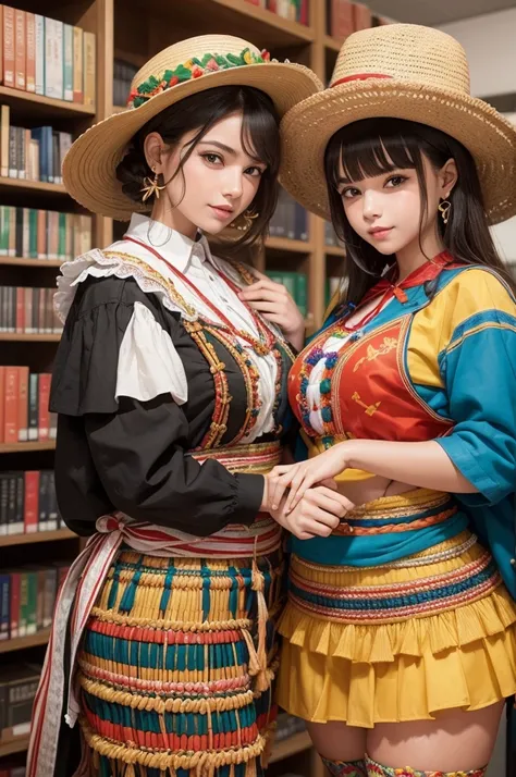 I need an image on the informative Festa Junina theme where a jail will take place in the school library. It costs 1 real to arrest the person and 2 reals to release the person.