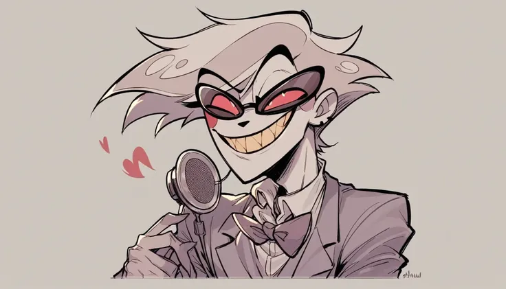 Dj man in hazbin hotel style, American animation