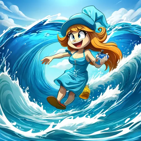 I would like a bottle, she must be made with a simple cap that screws on without images on it, a simple water bottle that can be found everywhere in solid and effective materials with a wave on top in the aquatic theme . in the cartoon style. The bottle mu...