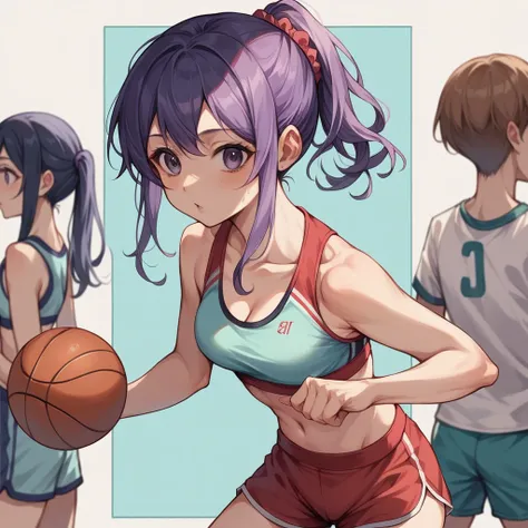 Body movement, young pretty gravure idol, Realistic young gravure idol, Young gravure idol, Young sensual gravure idol, sport bra and shirt, Young skinny gravure idol, sport bra and shorts, cute sportswear, wearing basketball jersey from behind