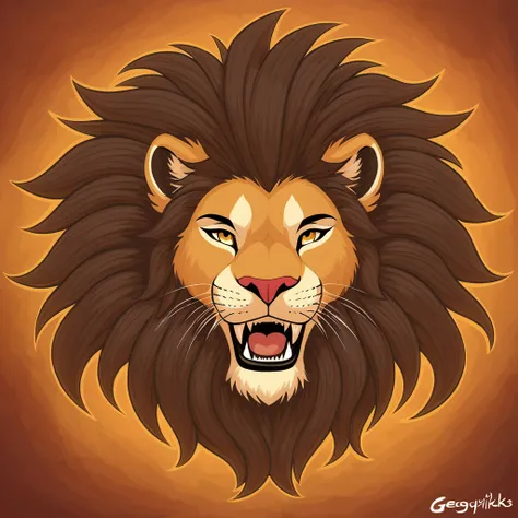 roaring lion in geoglyphiks art style
