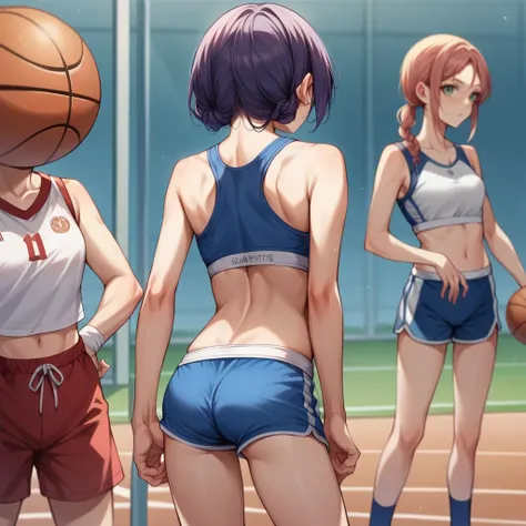 Body movement, young pretty gravure idol, Realistic young gravure idol, Young gravure idol, Young sensual gravure idol, sport bra and shirt, Young skinny gravure idol, sport bra and shorts, cute sportswear, wearing basketball jersey from behind