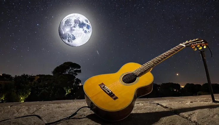 Guitar, par Michelangelo (moon in the background)