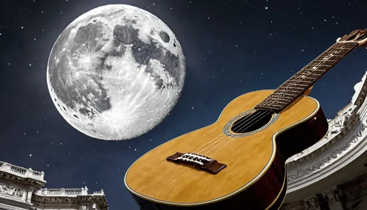 Guitar, par Michelangelo (moon in the background)