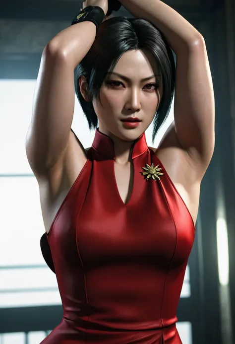 (Highest quality:1.3), cinematic shot, masterpiece, (sharp focus:1.5), (photorealistic:1.3), Ada Wong is a prominent character in the Resident Evil video game series. She is known for her mysterious and enigmatic persona. With her striking appearance, mass...