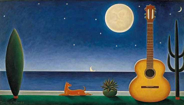 guitar, by tarsila do amaral (moon in the background)