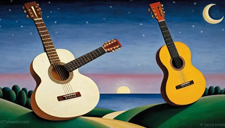 Guitar, by Tarsila do Amaral (moon in the background)