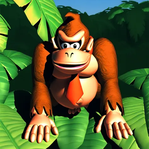 (source_furry, source_cartoon, score_9, score_8_up, score_7_up:1), solo male, donkey kong, kong, all fours, looking at viewer, s...