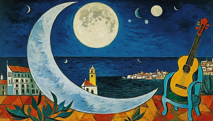 Ukulele, by Pablo Picasso (moon in the background)