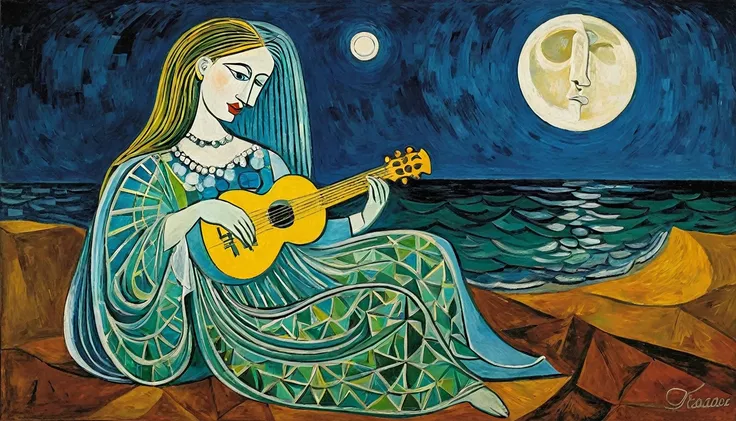 Ukulele, by Pablo Picasso (moon in the background)