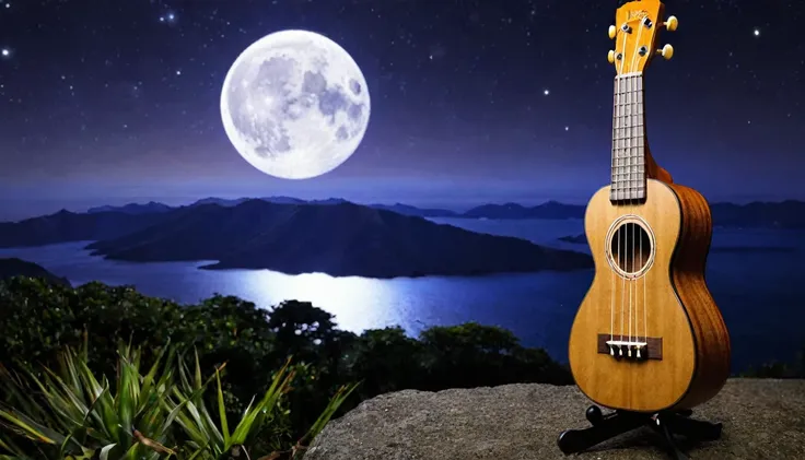 Ukulele, par Michelangelo (moon in the background)