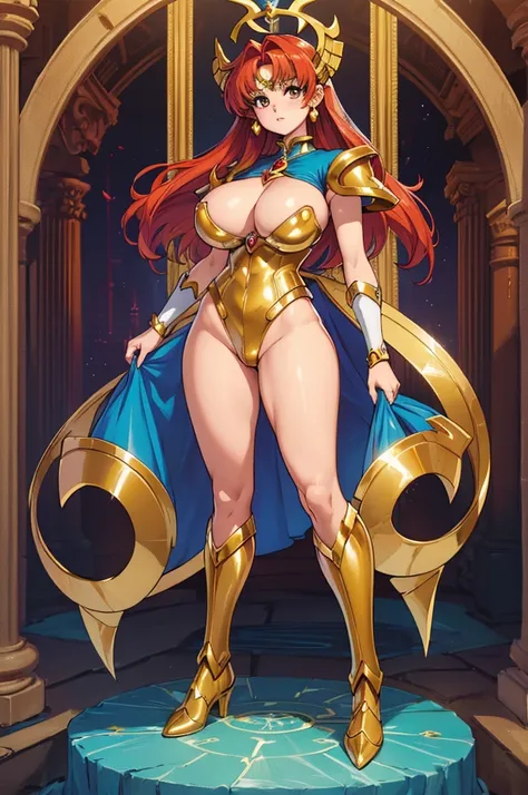 (masterpiece, best quality, high resolution, ((full body, standing,))((huge breasts)) , the Aries sign of the fantasy zodiac, Magic Knight Rayearth style very beautiful,full body
