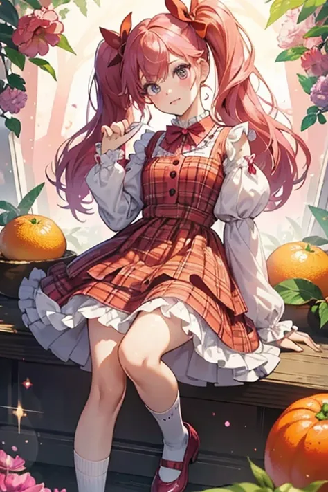 Berry Jars N Jam is a fair skinned girl with carnation pink cheeks and black button eyes. Her hair is magenta with straight-cut bangs and long pigtails held by tangerine orange bows.

She wears a hot pink plaid dress with indigo trim and an indigo collar a...