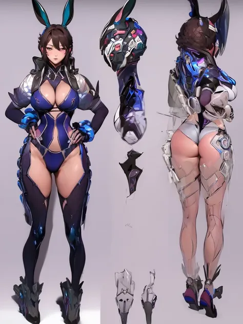 ((masterpiece)),(((best quality))),(character Character design style V2, Bunny from The First Descendant, design sheet, same character, front, side, back),,huge breast,in full Bikini,hentai,nsfw , in bed sucking my dick love,pov blowjobher body face me,