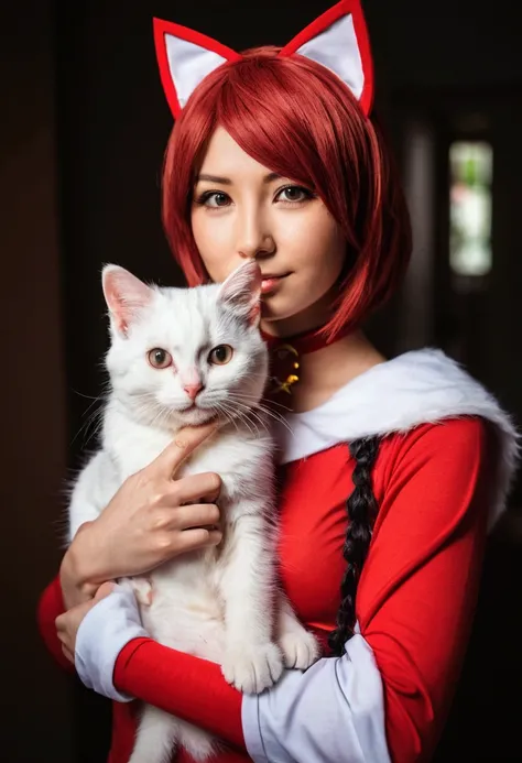 Woman with kitty cosplay 