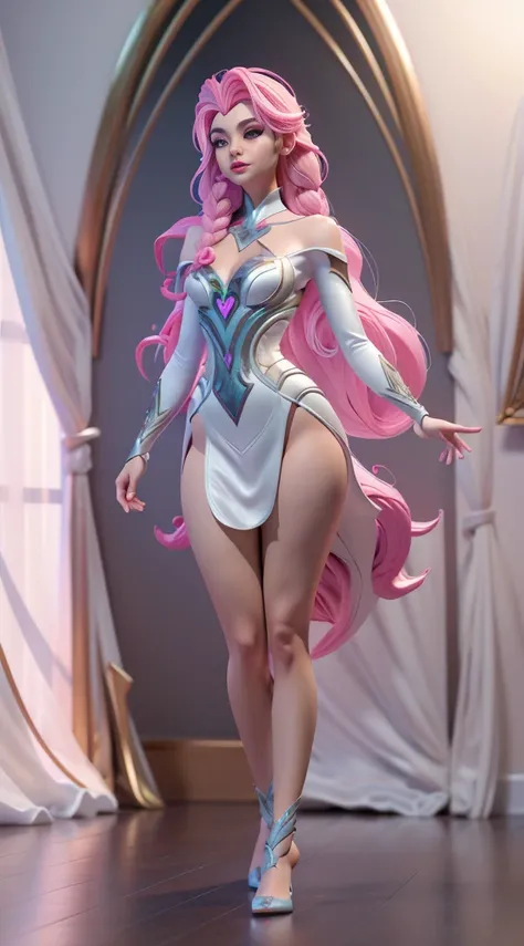 ((full body photo, Standing, feet on the floor)) (elsa Frozen-rose quartz SU mixing models .) (ultra FUSION) Highly detailed CG Unity 8k wallpaper, style shot, Complex, high detail, dramatic, Highest quality film still image, Very detailed, Masterpiece, Be...