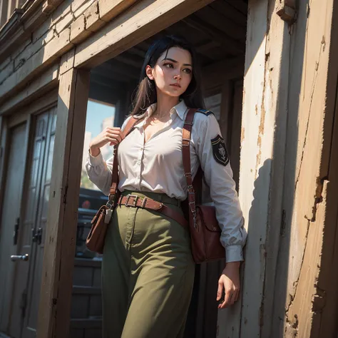 She is a German soldier from the period of the Second World War, ((Best quality)), ((masterpiece)), (highly detailed:1.3), Depth-of-field, Multi-layered textures, HDR (High Dynamic Range), Ray Tracing, NVIDIA RTX, Unreal 5, Subsurface scattering, PBR Textu...