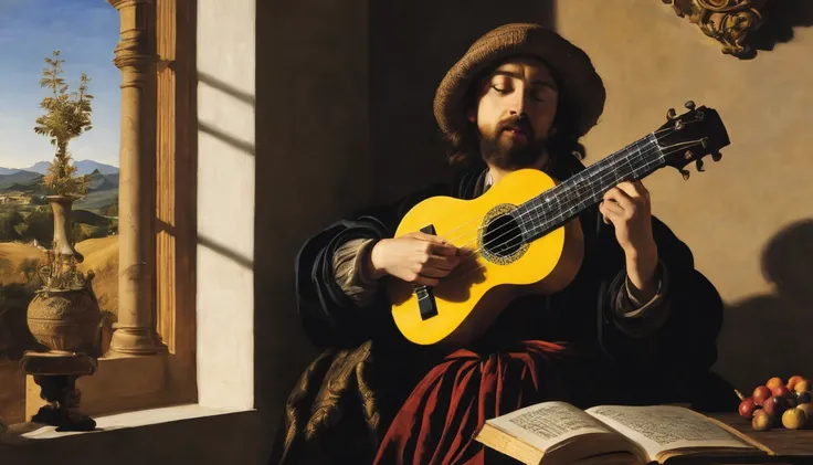 Ukulele, by caravaggio (sun in the background)