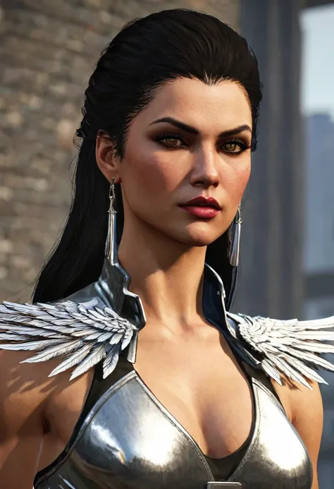 mod of a gta woman Valentina "valkyrie" Vasquez is a woman of approximately 30 years old., of Latin origin, with an imposing presence and a beauty that combines elegance and danger. Her dark hair falls in loose waves over her shoulders., framing an angular...