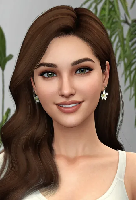 sims 4 woman Isabella Delgado is a Sim of approximately 28 years old, with an appearance that combines elegance and freshness. She has long brown hair that falls in soft waves over her shoulders., complementing her oval face and delicate features. His eyes...