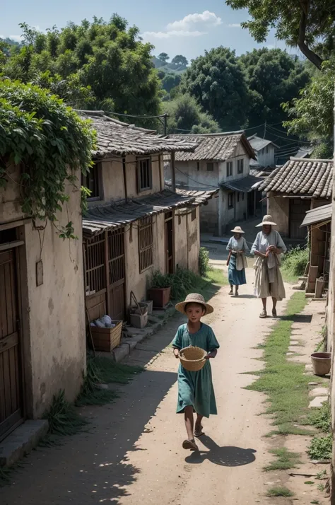 Imagine an ancient village on an ordinary day, where simple, hard-working people go about their daily routines unaware of the imminent danger that is approaching. Men and women dressed in simple period costumes go about their tasks: some work in agricultur...