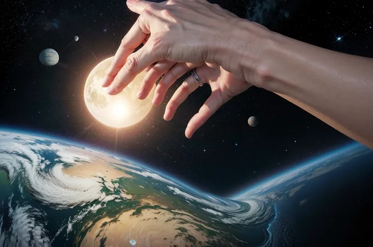 Create an image where the planet is in the palm of a person&#39;s hand