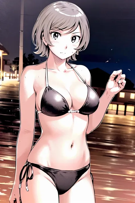 (slingshot bikini:1.2),
Blonde, (short hair:1.2),Illustration of a person、
View your viewers,, (Highest quality:1.3),One Girl, beach、Outdoor、 ground、ground、soil、blue eyeicro Bikini、(masterpiece、Highest quality)、Highest quality, Ultra-high resolution, (((ma...