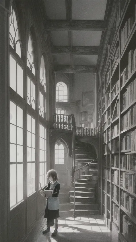 Alex frowns, tugging at the book again, which suddenly triggers a mechanism. A section of the bookshelf creaks and slowly swings open, revealing a dark, narrow staircase leading down.