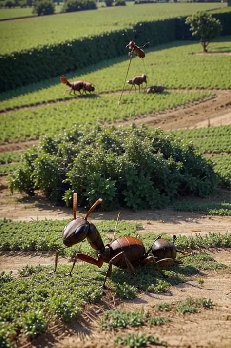 An Ant and a grasshopper in a big farm,animated.