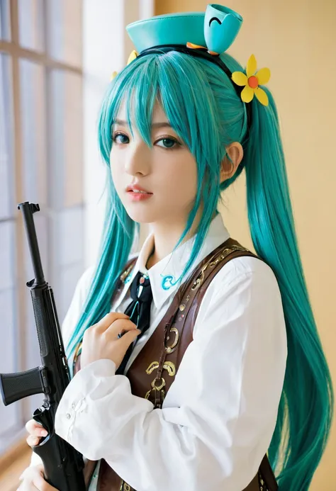 1 Girl, Hatsune Miku, Cowboy shooting,