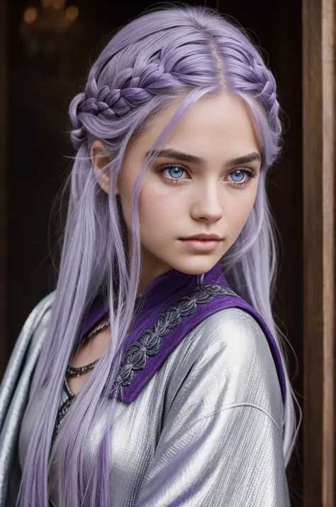 Daughter of Leanor Velaryon and Rhaenyra Targaryen with silver hair and purple eyes