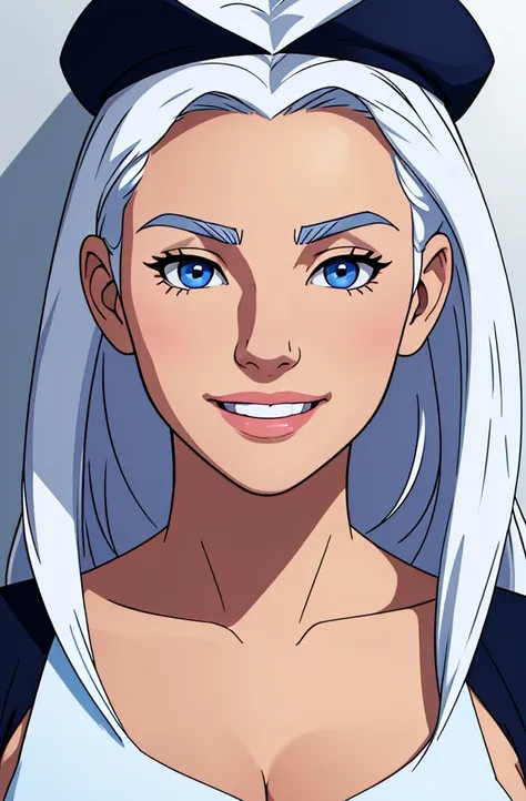 face of an 18 year old girl, with navy blue eyes, white hair, beautiful, ultra detailed, just the face, highest resolution possi...