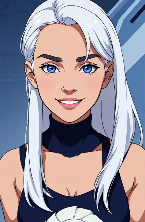 face of an 18 year old girl, with navy blue eyes, white hair, beautiful, ultra detailed, just the face, highest resolution possi...