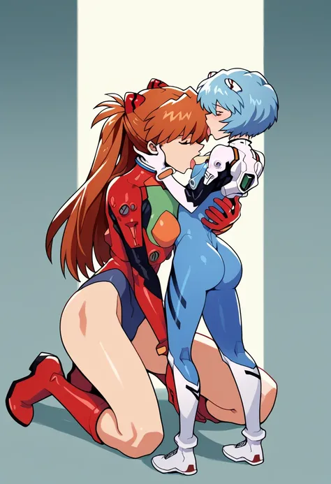 score_9, score_8_up, score_7_up, score_6_up, score_5_up, score_4_up, (source_anime), 2girls, neon genesis evangellion, ((asuka langley soryu, girl, small breasts, {sucking breasts})), (( rei ayanami, small breasts, big ass, Tall stature, giantness)), yuri,...