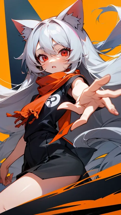 Highest quality　I have long hair　Gray Hair　Hina Sorazaki　Red eyes　I dont have anything　Odd Eye　kind　Cat ear　One person