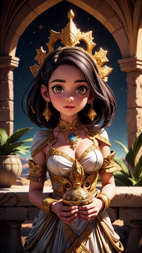 A desert princess surrounded by worshipping subjects, intricate ornate dress, desert landscape, volumetric lighting, cinematic composition, photorealistic, highly detailed, 8K