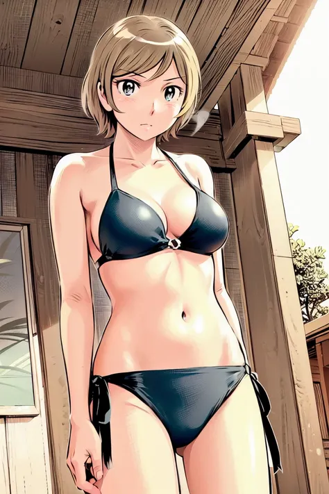 (slingshot bikini:1.2),
Blonde, (short hair:1.2),Illustration of a person、
View your viewers,, (Highest quality:1.3),One Girl, beach、Outdoor、 ground、ground、soil、blue eyeicro Bikini、(masterpiece、Highest quality)、Highest quality, Ultra-high resolution, (((ma...