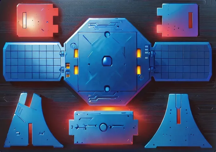 highly detailed panel cuts, highly detailed panel cuts,Plan of a small space station with computers, parts and components, simple Bionic explosion diagram, Very detailed schematic, Highly detailed toys, cyborg parts and components, Mecha details, Clean lin...