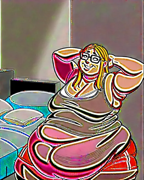 Tan skin all over, Thicc, extremely morbidly obese, brown hair ((wearing)), black 50s glasses, white tanktop, black leggings, voluptuous, feminine boy, femboy, perfect hands, perfect face, smile, (anatomically correct), (Perfect/ realistic proportions:1.2)...